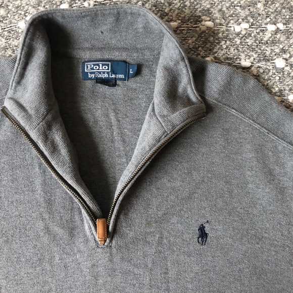 Polo by Ralph Lauren Grey Half Zip Sweater Sz L - Picture 2 of 4